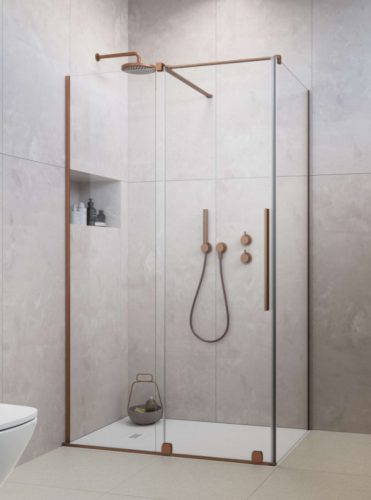 Zuhanykabin, Radaway Furo Brushed Copper KDJ szögletes zuhanykabin 110x110 átlátszó balos