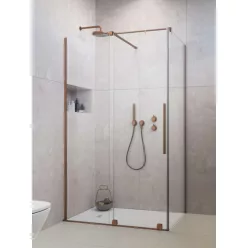   Zuhanykabin, Radaway Furo Brushed Copper KDJ szögletes zuhanykabin 140x120 átlátszó balos