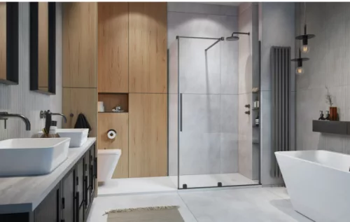 Zuhanykabin, Radaway Furo Brushed GunMetal KDJ szögletes zuhanykabin 90x75 átlátszó balos
