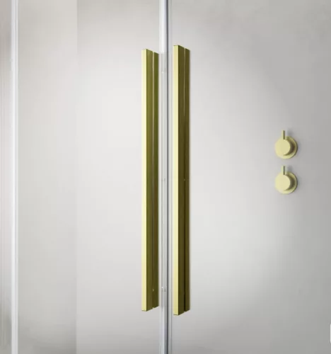Zuhanykabin, Radaway Furo Brushed Gold KDD szögletes zuhanykabin 80x120 átlátszó