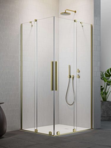 Zuhanykabin, Radaway Furo Brushed Gold KDD szögletes zuhanykabin 90x110 átlátszó