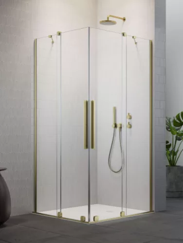 Zuhanykabin, Radaway Furo Brushed Gold KDD szögletes zuhanykabin 120x80 átlátszó