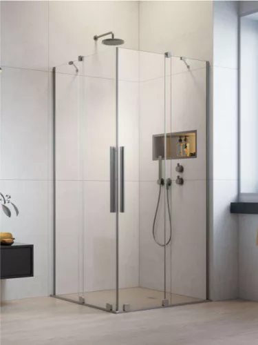Zuhanykabin, Radaway Furo Brushed Nickel KDD szögletes zuhanykabin 80x90 átlátszó