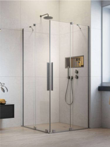 Zuhanykabin, Radaway Furo Brushed Nickel KDD szögletes zuhanykabin 80x110 átlátszó