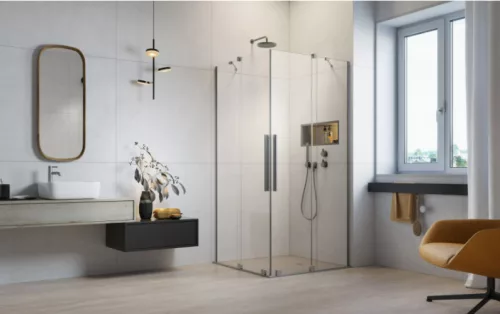 Zuhanykabin, Radaway Furo Brushed Nickel KDD szögletes zuhanykabin 120x120 átlátszó