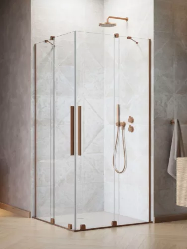 Zuhanykabin, Radaway Furo Brushed Copper KDD szögletes zuhanykabin 90x80 átlátszó
