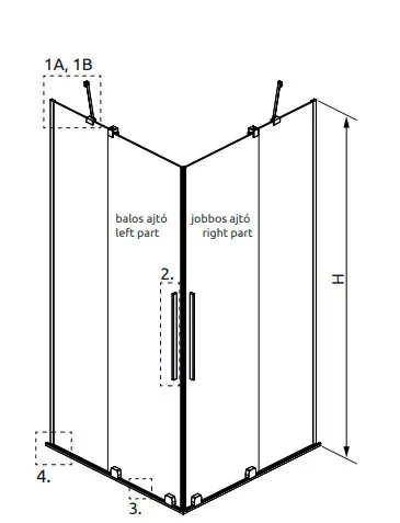 Zuhanykabin, Radaway Furo Brushed GunMetal KDD szögletes zuhanykabin 100x100 átlátszó