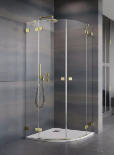Zuhanykabin, Radaway Essenza Pro Brushed Gold PDD íves szálcsiszolt arany zuhanykabin 80x100 átlá