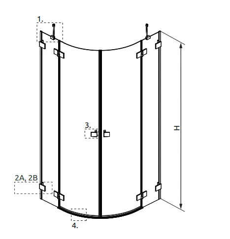 Zuhanykabin, Radaway Essenza Pro Brushed Gold PDD íves szálcsiszolt arany zuhanykabin 80x100 átlá