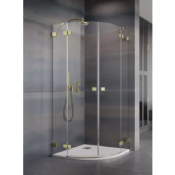   Zuhanykabin, Radaway Essenza Pro Brushed Gold PDD íves szálcsiszolt arany zuhanykabin 90x100 átlá