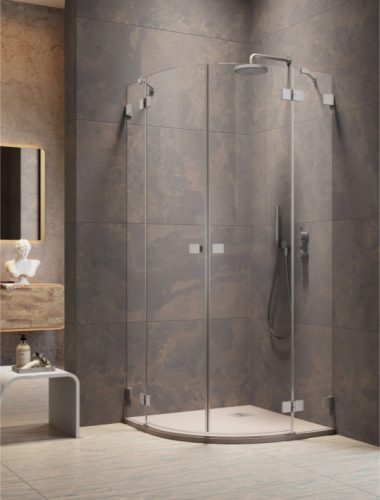 Zuhanykabin, Radaway Essenza Pro Brushed Nickel PDD íves szálcsiszolt króm zuhanykabin 90x80 átlá