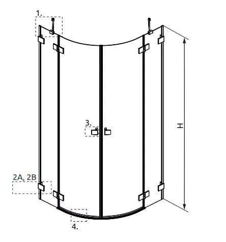 Zuhanykabin, Radaway Essenza Pro Brushed Nickel PDD íves szálcsiszolt króm zuhanykabin 90x100 átl