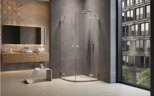Zuhanykabin, Radaway Essenza Pro Brushed Nickel PDD íves szálcsiszolt króm zuhanykabin 100x90 átl