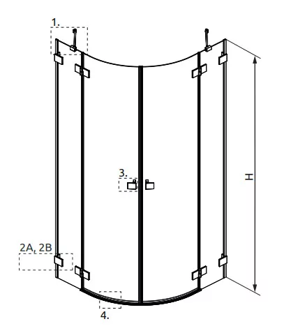 Zuhanykabin, Radaway Essenza Pro Brushed Copper PDD íves szálcsiszolt réz zuhanykabin 80x90 átlát