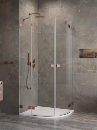 Zuhanykabin, Radaway Essenza Pro Brushed Copper PDD íves szálcsiszolt réz zuhanykabin 100x80 átlá