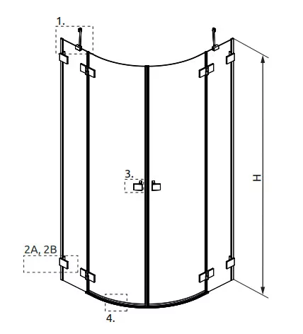 Zuhanykabin, Radaway  Essenza Pro Brushed GunMetal PDD íves zuhanykabin 80x100 átlátszó