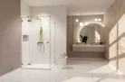 Zuhanykabin, Radaway Essenza Pro Brushed Gold KDJ szögletes zuhanykabin 90x90 átlátszó jobbos