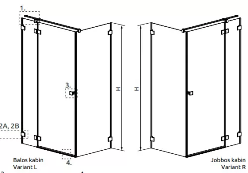 Zuhanykabin, Radaway Essenza Pro Brushed Gold KDJ szögletes zuhanykabin 100x75 átlátszó balos