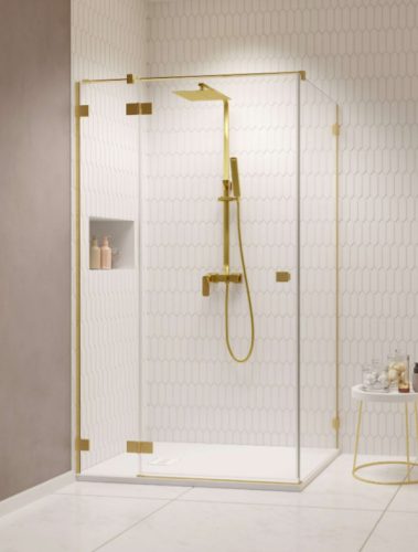 Zuhanykabin, Radaway Essenza Pro Brushed Gold KDJ szögletes zuhanykabin 110x70 átlátszó jobbos