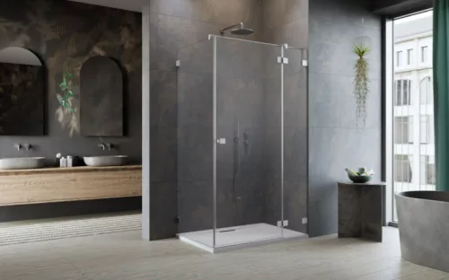 Zuhanykabin, Radaway Essenza Pro Brushed Nickel KDJ szögletes zuhanykabin 90x100 átlátszó balos