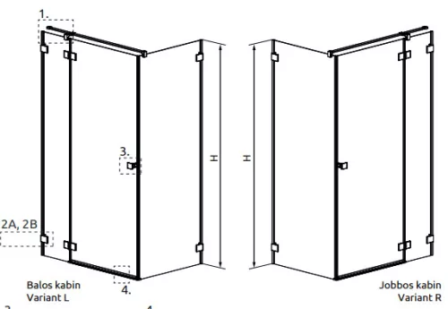 Zuhanykabin, Radaway Essenza Pro Brushed Nickel KDJ szögletes zuhanykabin 110x75 átlátszó jobbos
