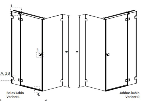 Zuhanykabin, Radaway Essenza Pro Brushed Copper KDJ szögletes zuhanykabin 90x90 átlátszó balos