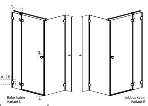 Zuhanykabin, Radaway Essenza Pro Brushed Copper KDJ szögletes zuhanykabin 110x75 átlátszó jobbos