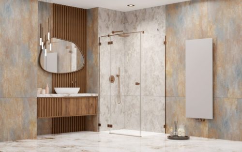 Zuhanykabin, Radaway Essenza Pro Brushed Copper KDJ szögletes zuhanykabin 120x70 átlátszó jobbos