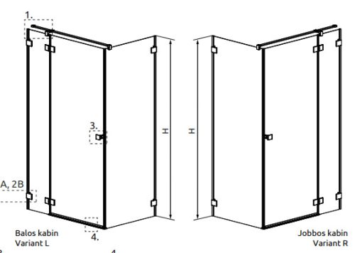 Zuhanykabin, Radaway Essenza Pro Brushed GunMetal KDJ szögletes zuhanykabin 80x70 átlátszó jobbos