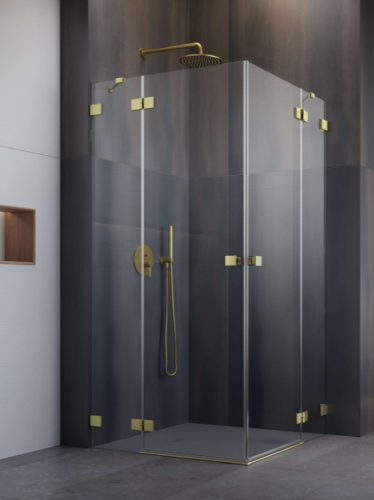 Zuhanykabin, Radaway Essenza Pro Brushed Gold KDD szögletes zuhanykabin 80x100 átlátszó
