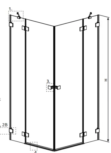 Zuhanykabin, Radaway Essenza Pro Brushed Nickel KDD szögletes zuhanykabin 80x90 átlátszó