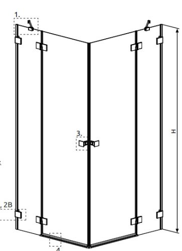 Zuhanykabin, Radaway Essenza Pro Brushed Nickel KDD szögletes zuhanykabin 90x90 átlátszó