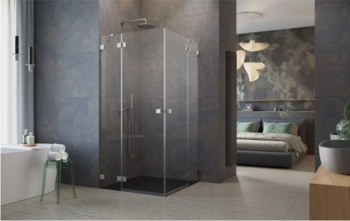 Zuhanykabin, Radaway Essenza Pro Brushed Nickel KDD szögletes zuhanykabin 90x90 átlátszó