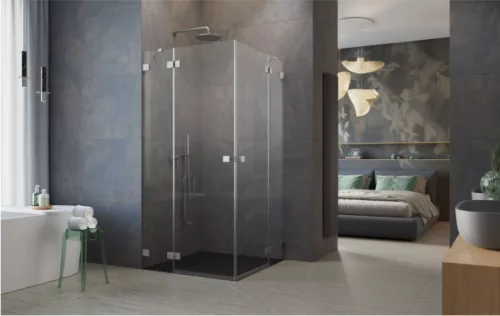 Zuhanykabin, Radaway Essenza Pro Brushed Nickel KDD szögletes zuhanykabin 100x80 átlátszó