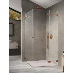   Zuhanykabin, Radaway Essenza Pro Brushed Copper KDD szögletes zuhanykabin 80x100 átlátszó