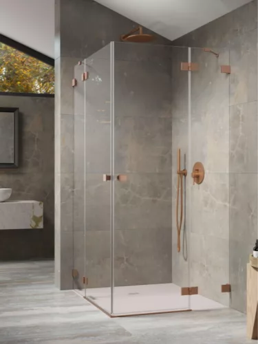 Zuhanykabin, Radaway Essenza Pro Brushed Copper KDD szögletes zuhanykabin 90x90 átlátszó