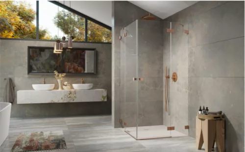 Zuhanykabin, Radaway Essenza Pro Brushed Copper KDD szögletes zuhanykabin 100x80 átlátszó