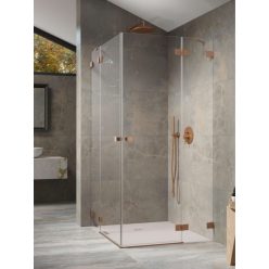   Zuhanykabin, Radaway Essenza Pro Brushed Copper KDD szögletes zuhanykabin 100x90 átlátszó