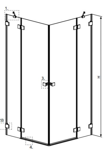 Zuhanykabin, Radaway Essenza Pro Brushed Copper KDD szögletes zuhanykabin 100x100 átlátszó