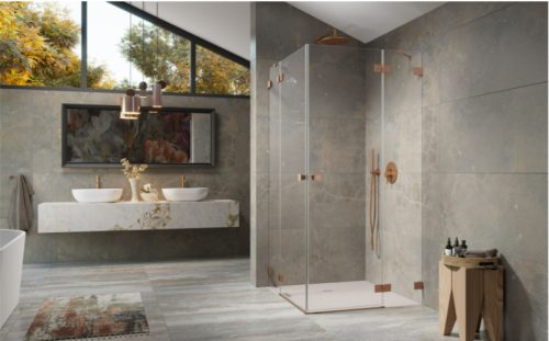 Zuhanykabin, Radaway Essenza Pro Brushed Copper KDD szögletes zuhanykabin 100x100 átlátszó