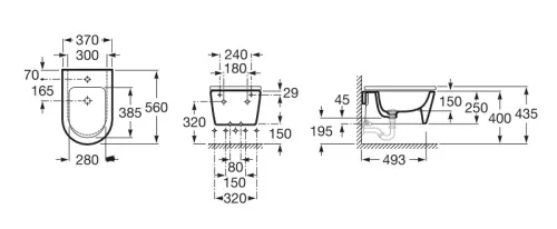 Bidé, Roca Inspira A357525000 Round fali bidé 560 mm hosszú