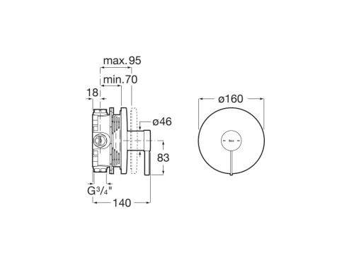 Falba süllyesztett csaptelep, Roca Ona A5A2B9ERG0 falsíkon belüli kád/zuhany csaptelep, 1 funkció
