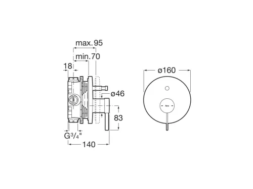 Falba süllyesztett csaptelep, Roca Ona A5A0B9ERG0 falsík alatti 2 utas zuhanycsaptelep Rose Gold