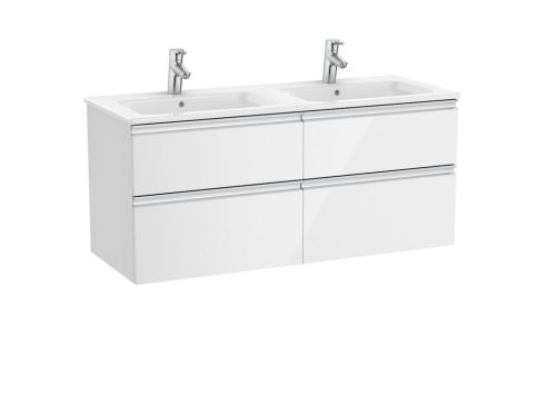 Alsó szekrény, Roca The Gap A851483806 mosdószekrény dupla mosdóval fényes fehér 120 cm