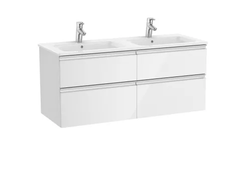 Alsó szekrény, Roca The Gap A851483806 mosdószekrény dupla mosdóval fényes fehér 120 cm