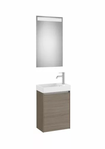 Komplett bútor, Roca Ona A851696511 mosdószekrény Pack kézmosóval, tükörrel, sötét szilfa