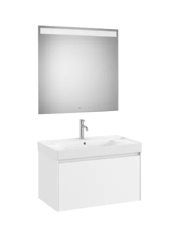 Komplett bútor, Roca Ona A851701509 Unik mosdó+mosdószekrény középső medencével, Eidos tükör,matt