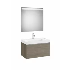   Komplett bútor, Roca Ona A851701511 Unik mosdó+mosdószekrény középső medencével, Eidos tükör,söté