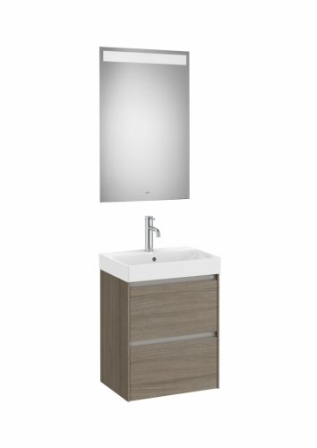 Komplett bútor, Roca Ona A851698511 kompakt mosdószekrény Pack mosdóval, tükörrel, sötét szilfa