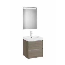   Komplett bútor, Roca Ona A851703511 mosdószekrény Pack mosdóval, tükörrel, sötét szilfa